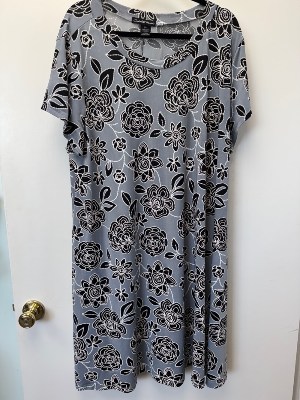 Gray Floral Midi‎ Dress